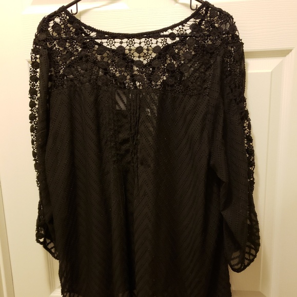 Bila Black & Blue Sheer Crochet Blouses - Picture 1 of 7